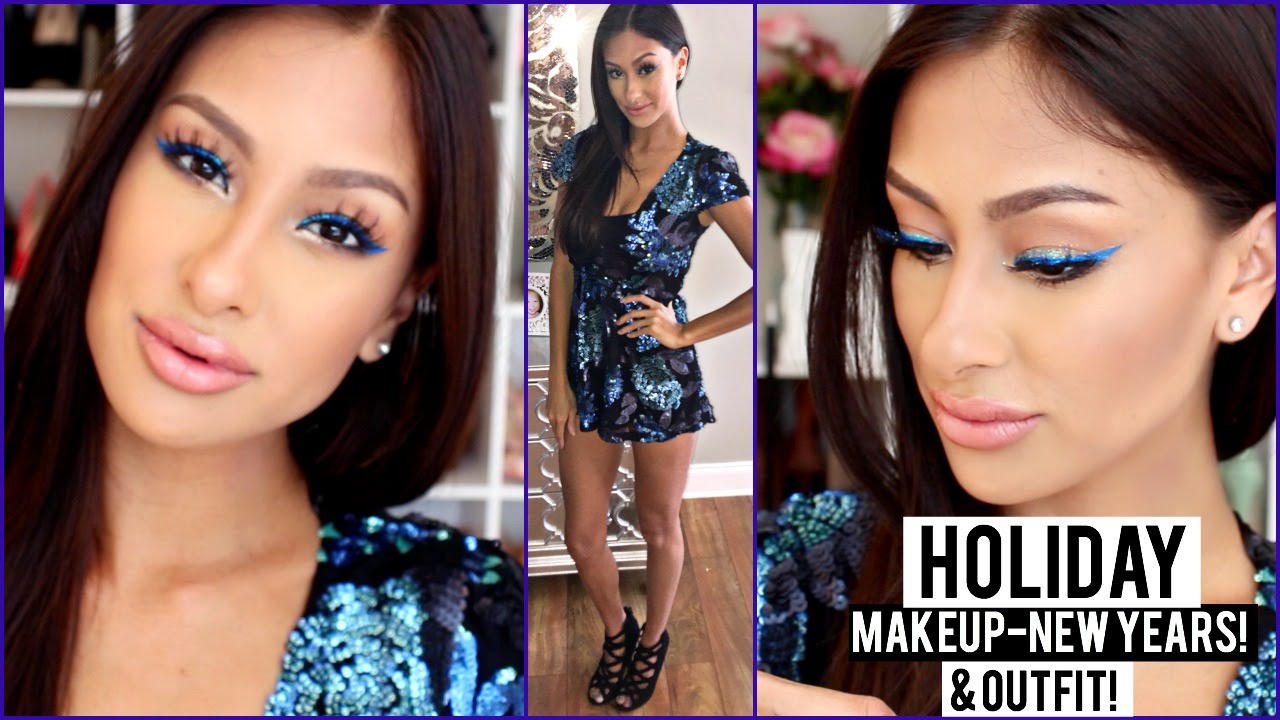 Holiday Makeup & Outfit - New Years! Sparkly Liner!