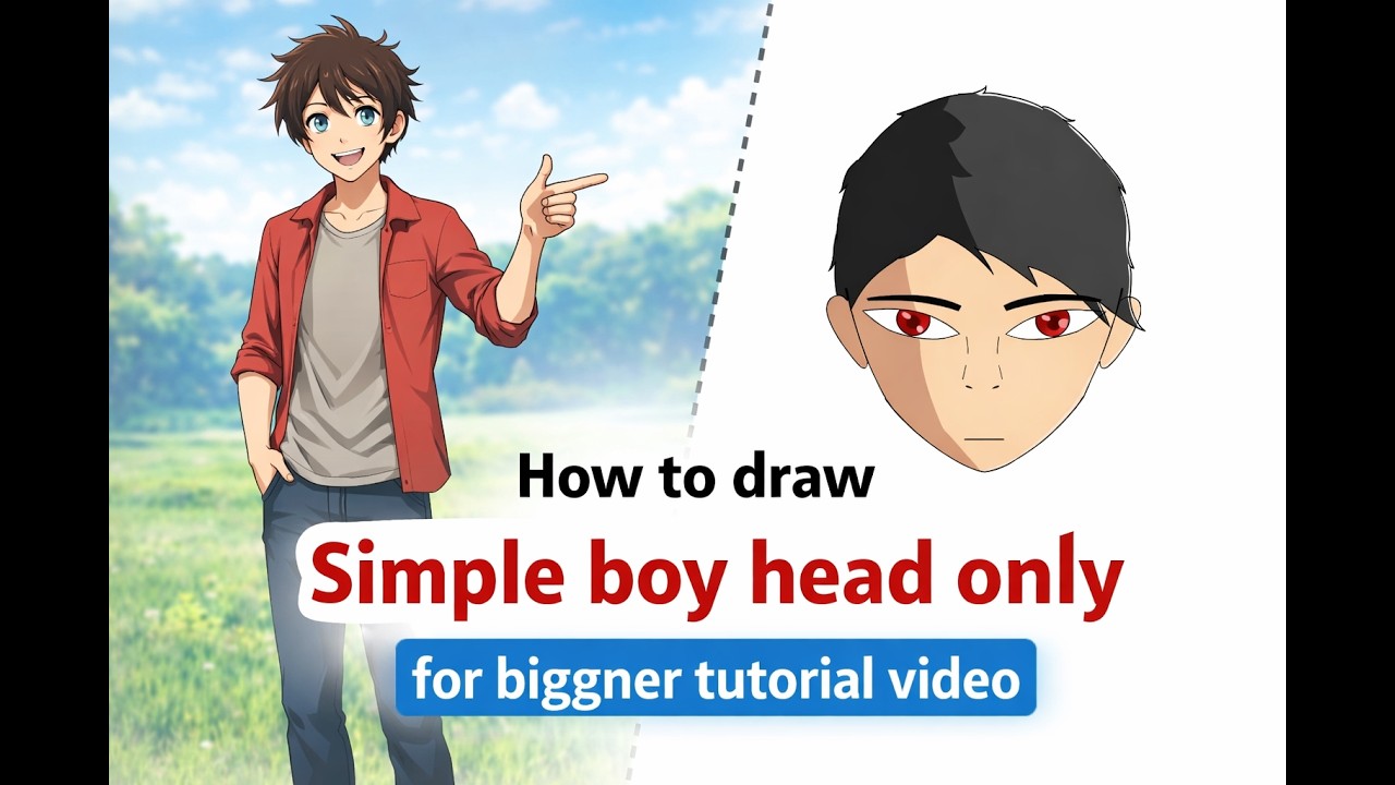 How to Draw Simple Boy Head ️ | Beginner Anime Drawing Tutorial (Step ...