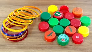 DIY OLD BANGLES & PLASTIC BOTTLE CAPS CRAFTING | AMAZING WALL DECORATION IDEA 2020