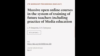 Massive open online courses in the system of training of future teachers including pr... | RTCL.TV