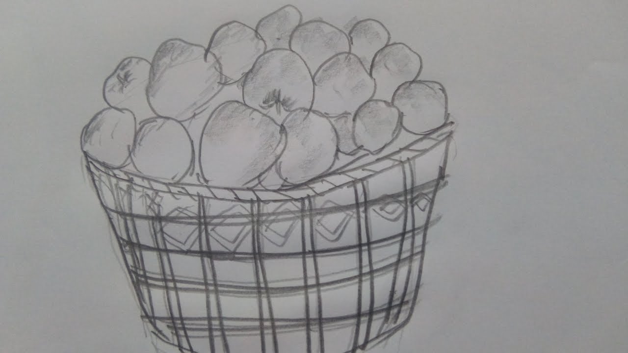 Apple 🍎🍎🍎🍎 Busket Drawing , How to Draw apple Busket - YouTube