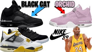 AIR JORDAN 5 BLACK CAT, JORDAN 4 ORCHID, JORDAN 4 VIVID SULFUR, KOBE BRYANT NIKE SB COLLAB? + MORE