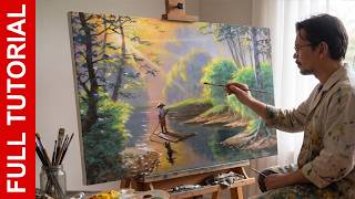 Full Tutorial: Morning by the River | Acrylic Landscape Painting | JMLisondra (3.5 Hours) screenshot 2