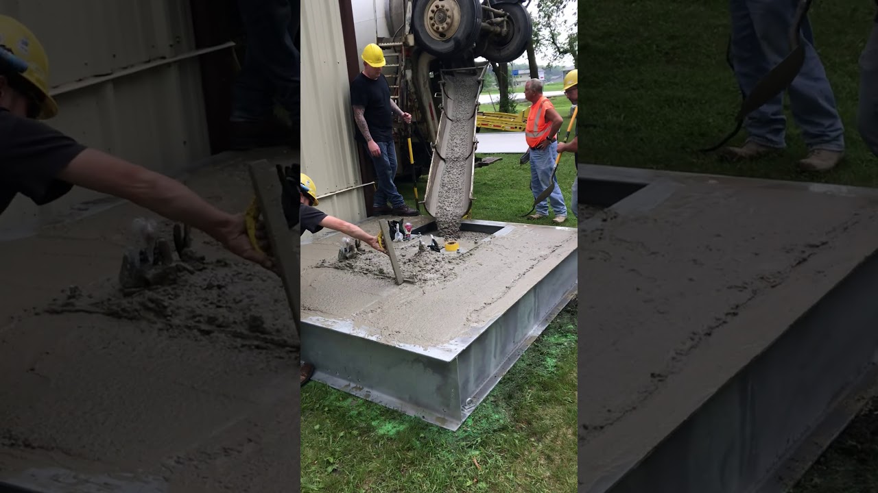 Video of redi-mix concrete filling a ballast foundation tray.