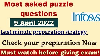 Infosys Most Asked Puzzle Questions||Check your Preparation||Infosys Last minute exam tips||#infosys