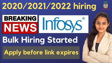 Infosys Mass Hiring 2022 Again | Batch 2020|2021|2022| Core IT Jobs| Any Graduate|Watch & Apply Now