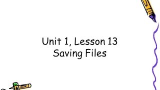 Unit 1, Lesson 13 Saving Files