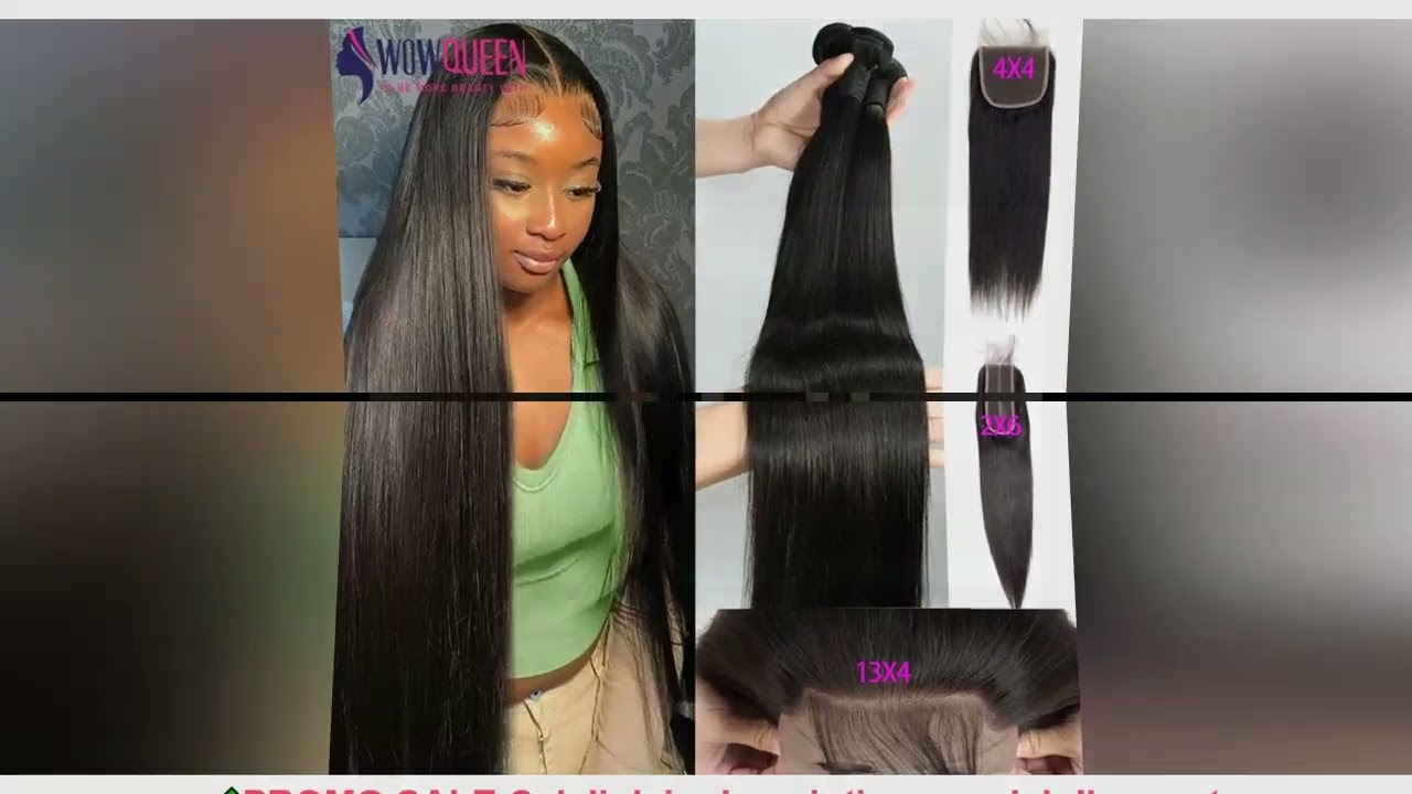 Straight Human Hair Bundles with Closure 2x6 4x4 Raw Brazilian Hair Extensions Weave 3 4 Bundles wit