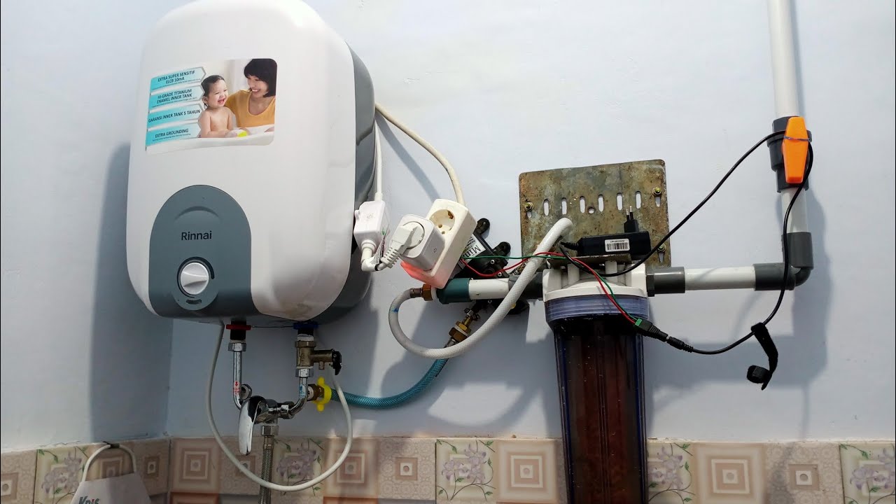 Cara memasang water heater menggunakan pompa dorong, filter dan timer