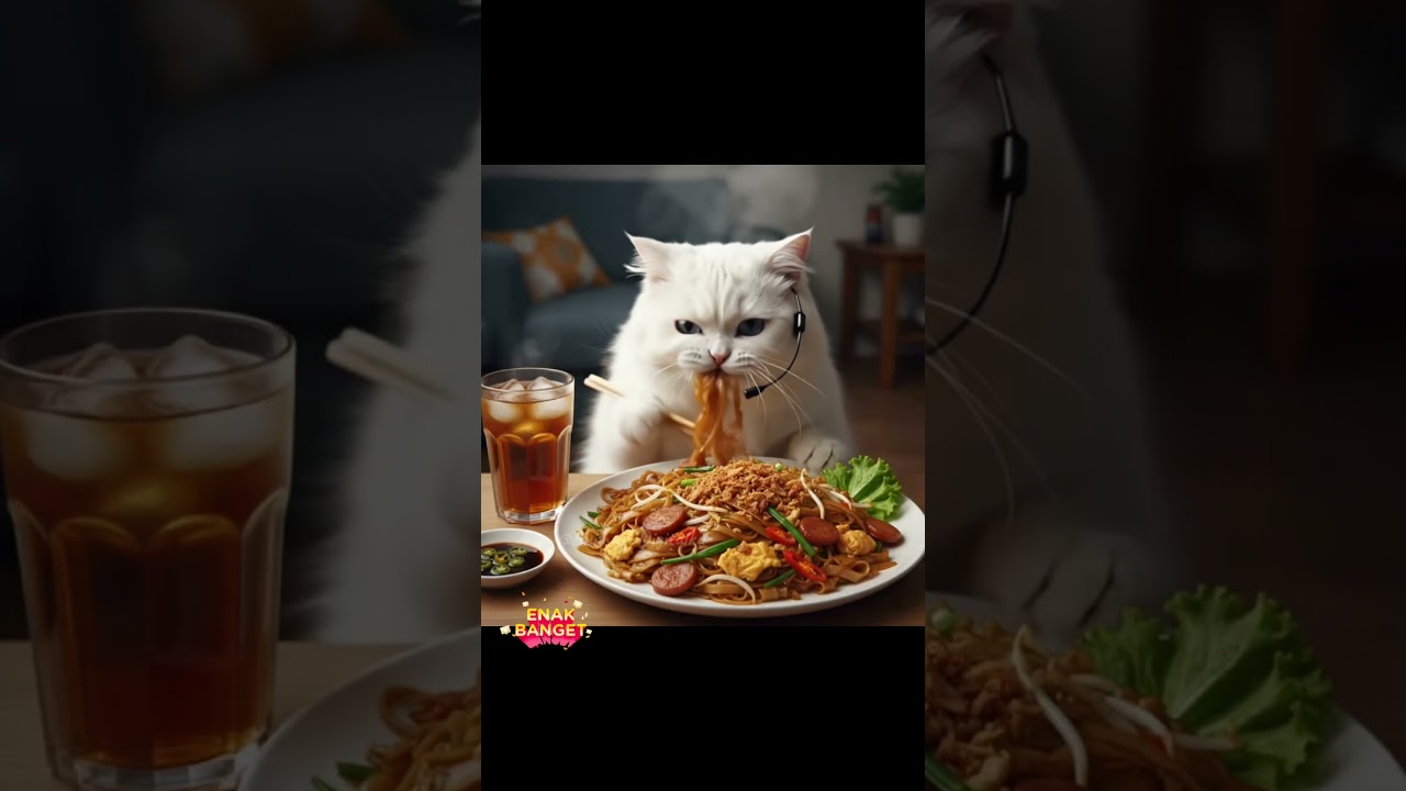Angora Lucu Mukbang Kwetiau Goreng — Suara Kunyahnya Bikin Laper!