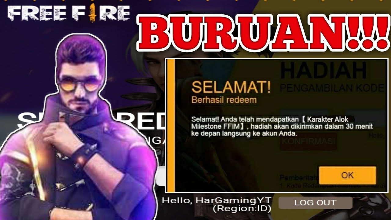 RESMI DARI GARENA KODE REDEEM FREE FIRE TERBARU HADIAH KARAKTER ALOK GRATIS YouTube