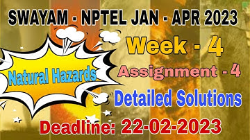 Week - 4 NPTEL - Natural Hazards  #assignment -4 I Jan-Apr 2023 I Detailed Solutions