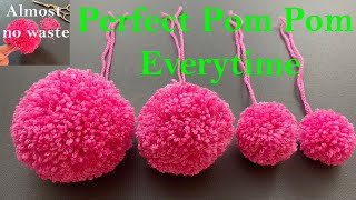 How to make a Perfect Pom Pom every time with almost no waste | पोम पोम कैसे बनाये como fazer pompom