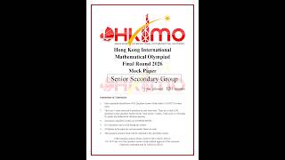 HKIMO Final Round 2026 Warm-Up Senior Secondary Group