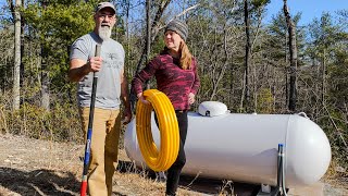 Installing Propane Tank 500 gallon Propane tank and  Poly gas line  HomeFlex Poly Gas Line kit