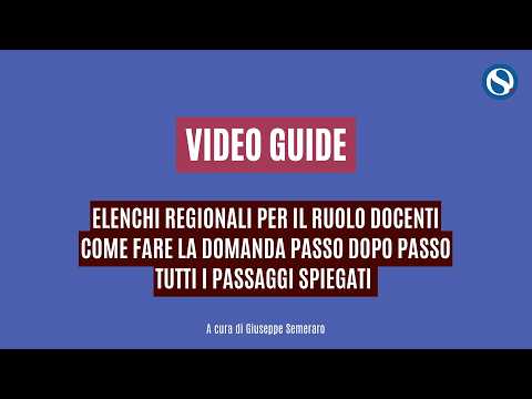 Video VIDEO GUIDA | Elenchi regionali per il ruolo: i passaggi spiegati per inoltrare la domanda