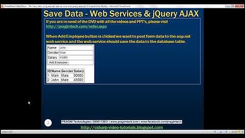 Save data using asp net web services and jquery ajax