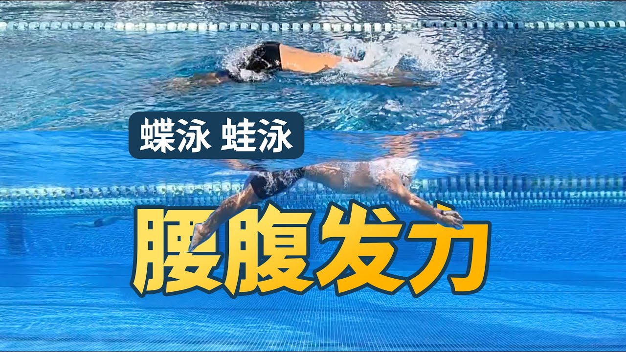 腰腹发力！蛙泳和蝶泳贴水飞行般前进的技巧，提高的必经之路｜梦觉教游泳