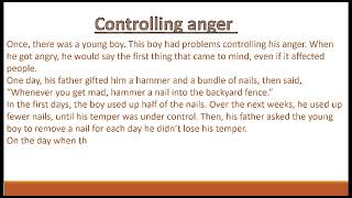 Controlling anger | Story on controlling anger| Short story |Story writing | the English school