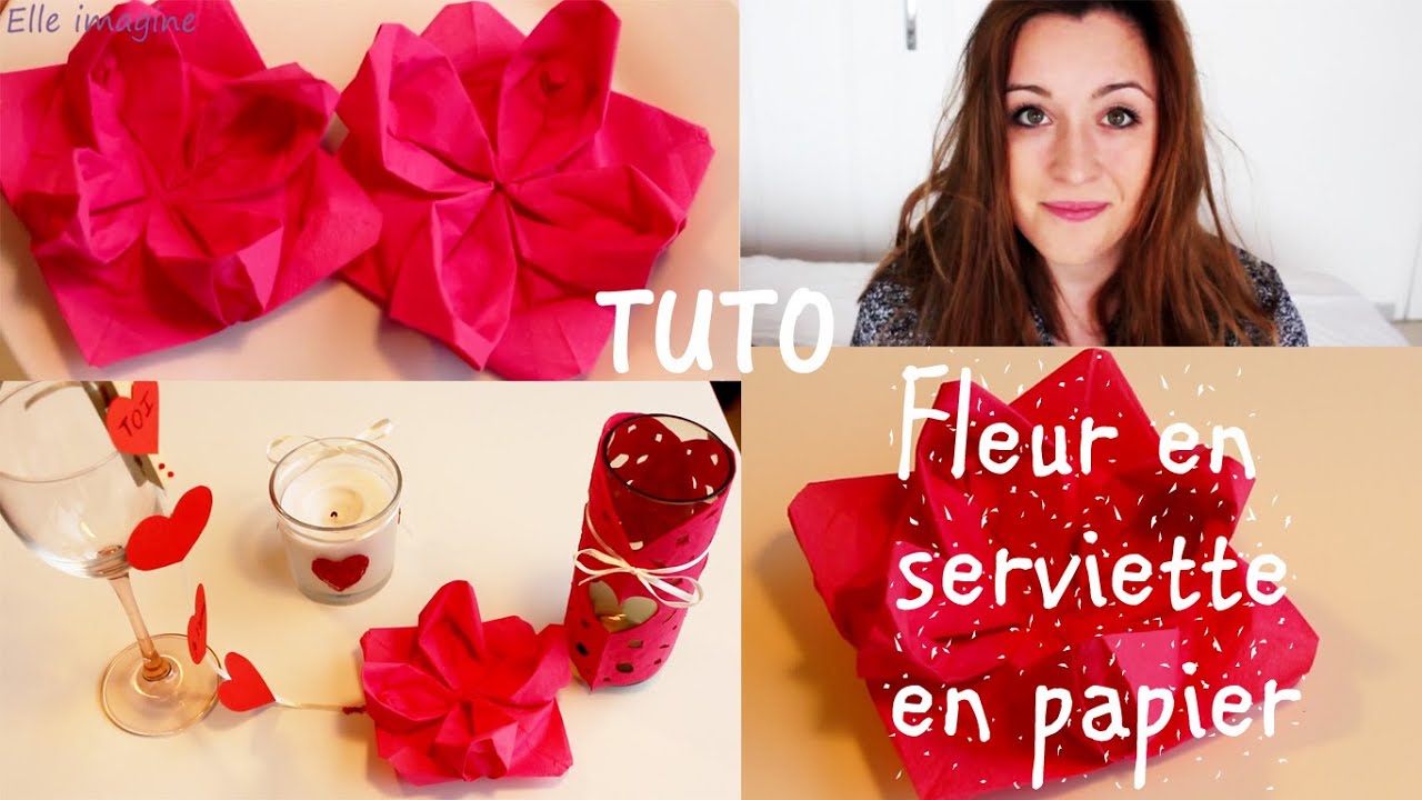 DIY, fleur serviette en papier "Déco, custo Saint valentin" - YouTube