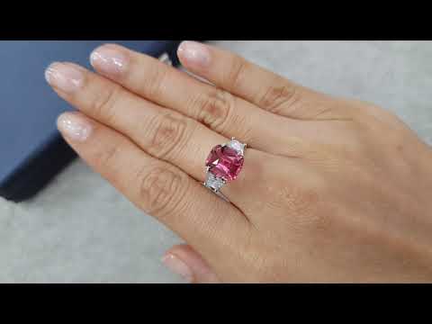 Intense pink cushion cut rubellite 2.86 carats, Nigeria Video  № 1