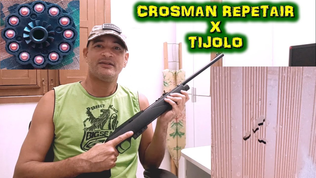 crosman repeatair 1077 co2 4 5mm teste de potência em tijolo youtube