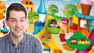 LEGO DUPLO Big Fair Set Review w/ Ferris Wheel, Carousel, Slides, Train, Toilets & STEM Games Ideas screenshot 5