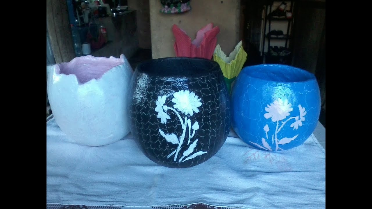 Vaso feito com bexiga e cimento