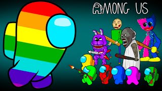 Giant Rainbow Among Us VS Zombie (Bonnie, Granny, Baldi, Huggy Kissy) 어몽어스 VS 좀비 애니메이션