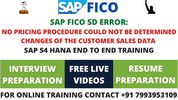 SAP FICO SD ERROR: NO PRICING PROCEDURE COULD NOT BE DETERMINED, SAP FICO S4 HANA TRAINING