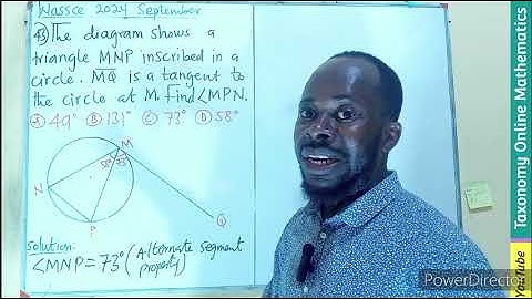 September 2024 WASSCE Objective Test Question No. 43 on Circle theorems (Plane Geometry 2)