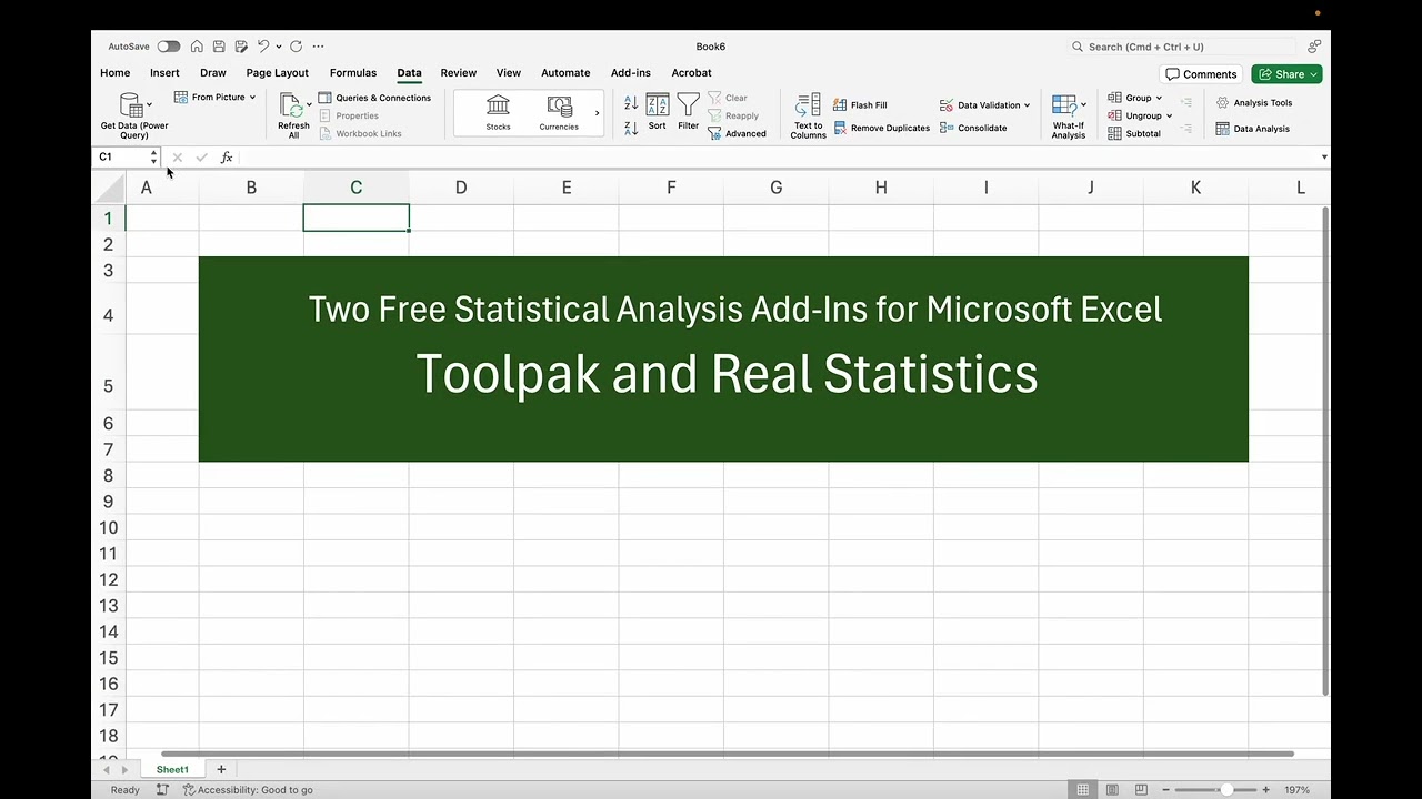 Download Free Statistical Software Packages to Excel: Toolpak & Real Statistics