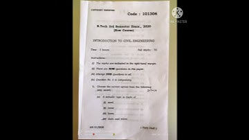 B.tech 3rd semester Exam., 2020 (new course) introduction to civil engineering. (Aku patna)