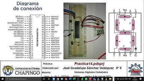 Práctica 14 Conteo de 0 a 9 con display de 7 segmentos de ánodo común (PIC16F877A)