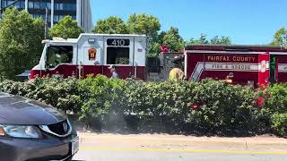 Fairfax county fire engine 410 extinguishing an outside fire on Columbia Pike - Falls church, VA