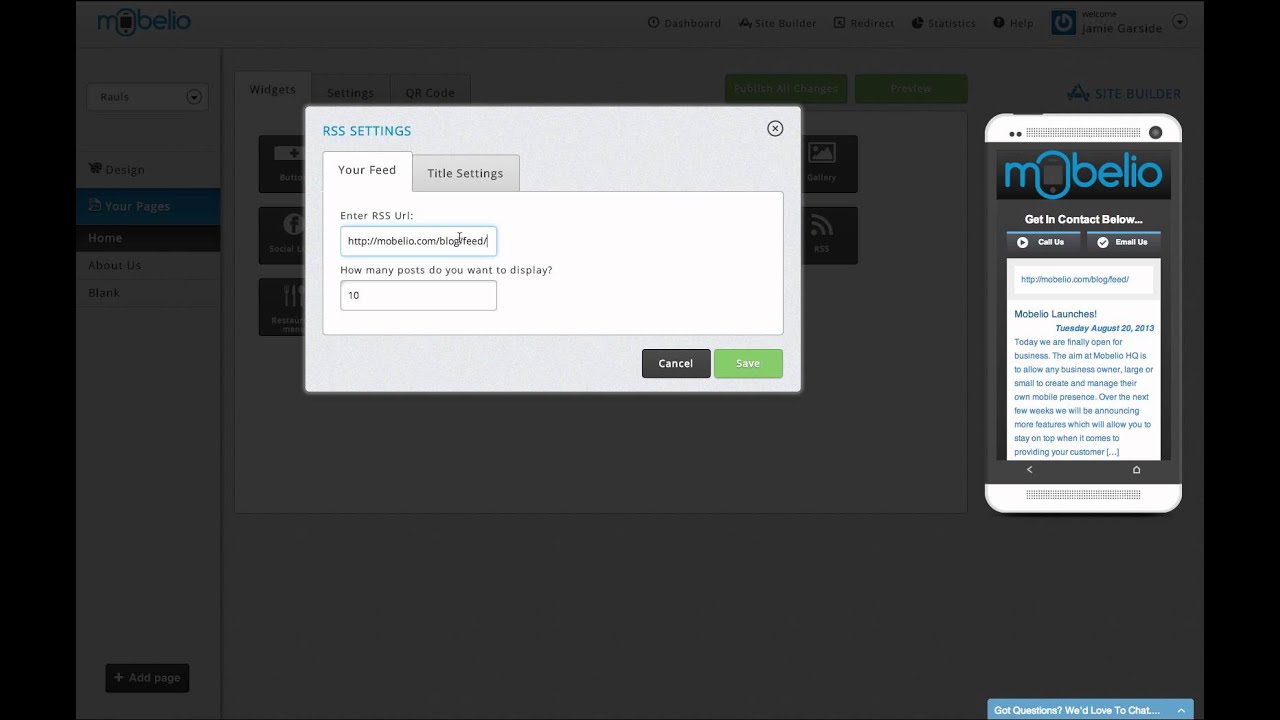 Mobelio - Adding A Blog Feed To Your Mobile Site