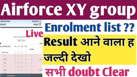 Airforce result date 2021/Indian Airforce XY group result / Airforce enrolment list 2/2021/aifresult