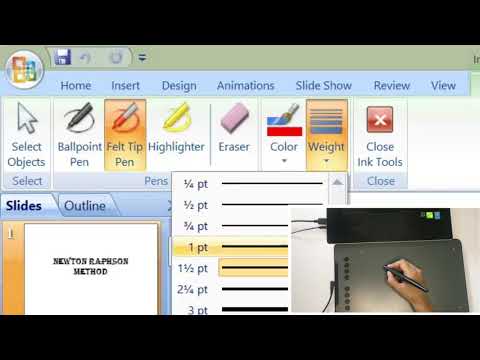How to write in Powerpoint slide show with pen tablet | Pen size kaise set karen? Inking tools?