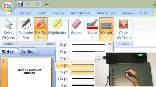 How to write in Powerpoint slide show with pen tablet | Pen size kaise set karen? Inking tools?