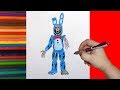 How to draw broken Bonnie, FNaF, Как нарисовать сломанного Бонни, ФНаФ