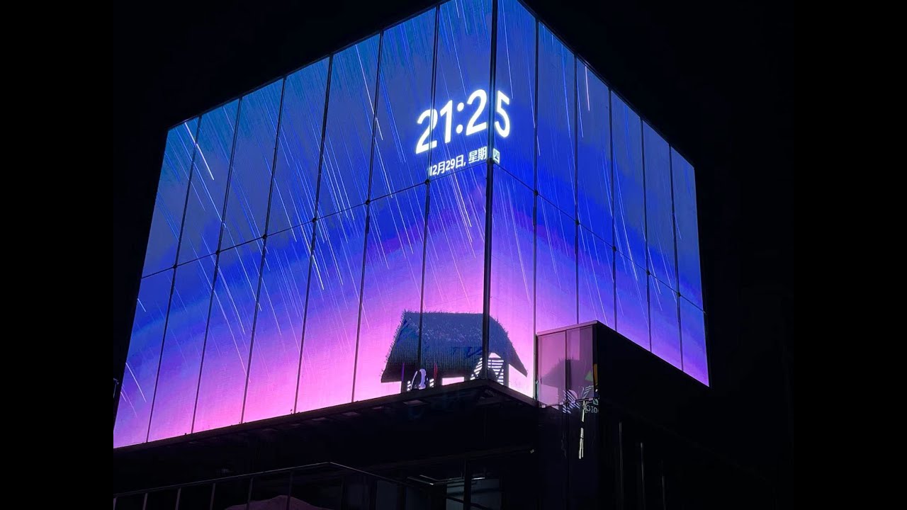 300sqm P3.9 Side-emitting Transparent Screen for Glass Wall