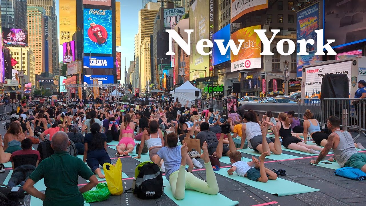 🔴 LIVE: NYC Hot Evening in Midtown, Solstice Yoga in Times Square, Union Square (June 20, 2024)