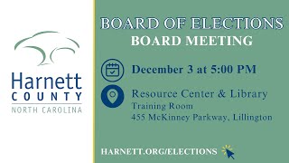 Board of Elections Board Meeting 12/03/24