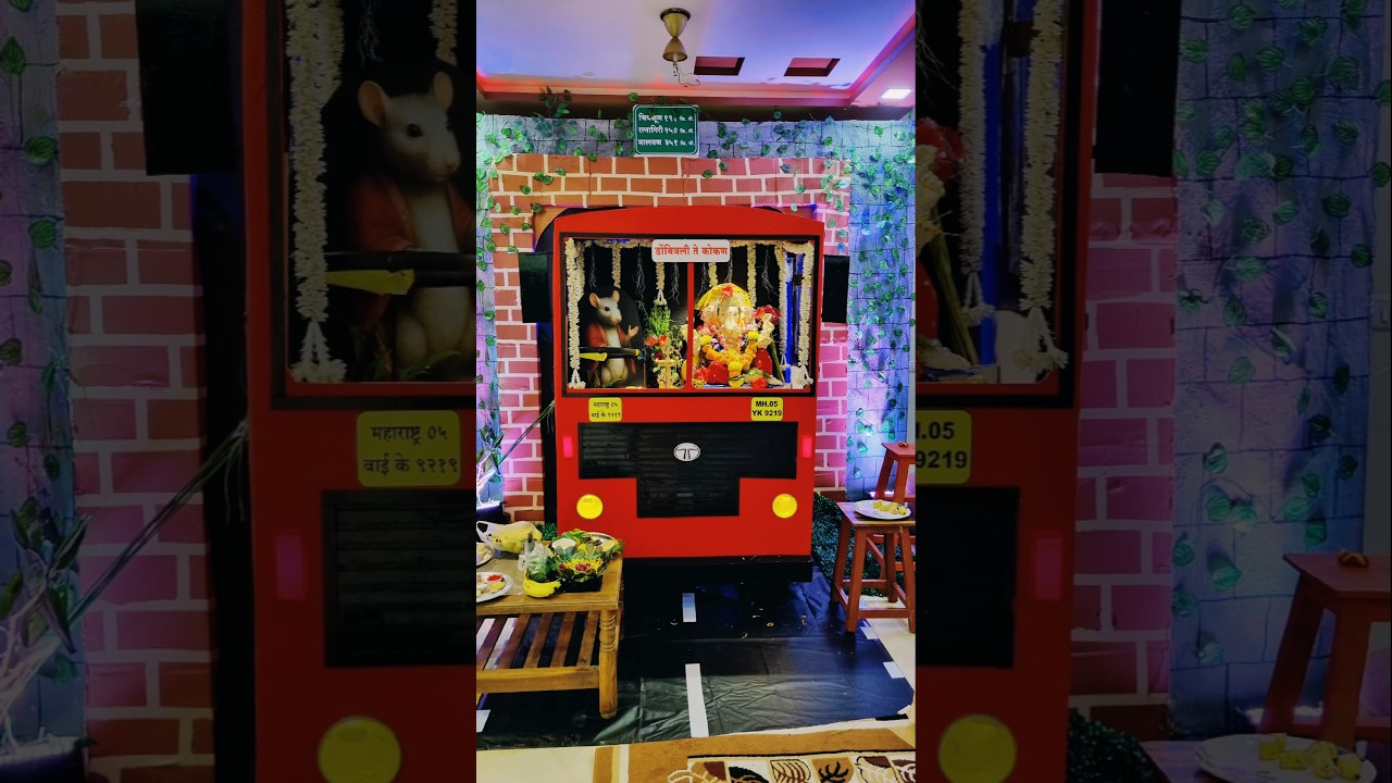 Ganpati decoration idea at home / Easy ganpati decoration / Makhar/ ST Bus    