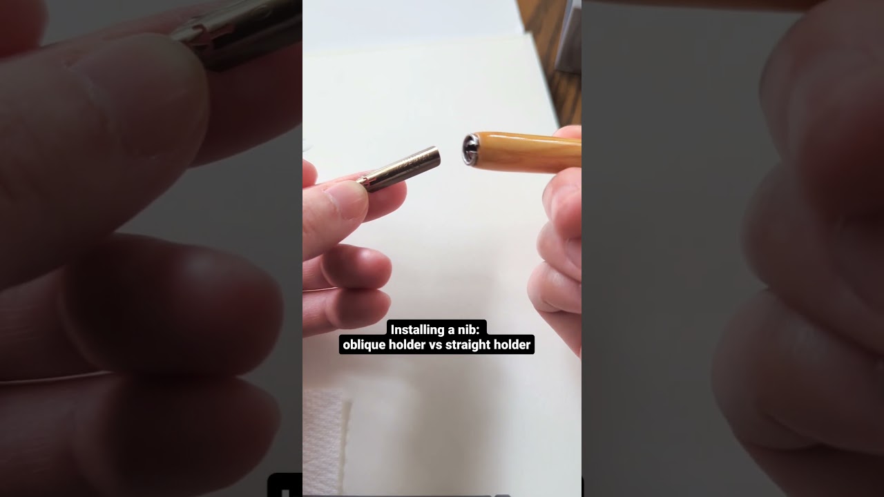 Installing nibs for calligraphy: oblique nib holder vs a straight nib holder 