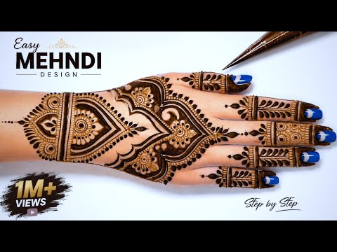 Very simple beautiful trending back hand mehndi design | Simple Arabic Mehndi Tutorial | Easy henna 
