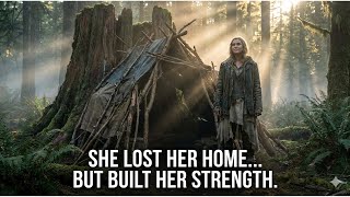 Driven Out, She Built a Home on a Tree Stump 🌳🔥 #survivalstory  #WomanStrong #treeshelter