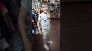 Boy trying girls clothes on, funny!