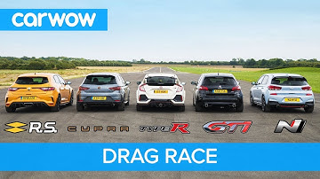 i30N vs Type-R vs Megane RS vs Cupra R vs 308 GTi - DRAG RACE, ROLLING RACE, BRAKE TEST & REVIEW!