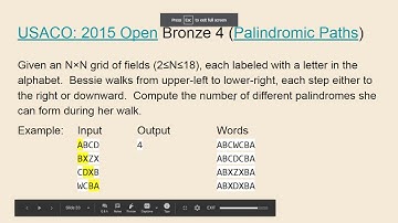 CP2 Topic 1: Video 6: Palindromic Paths